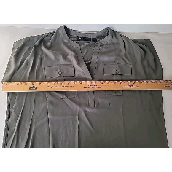 INC Macys Blouse Sz L Green Lightweight Sheer Front Back 100% Rayon Sleeveless - Picture 5 of 12